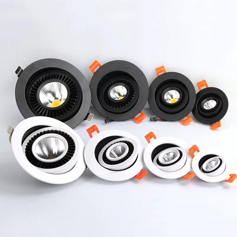 Spot circulaire à intensité variable 360 °   Angle réglable LED intégré COB Downlight 9W 12W 15W pla