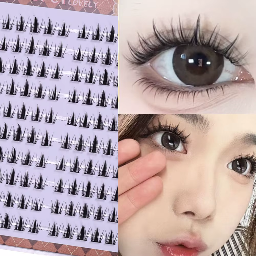 Cils en grappe auto-adhésifs DIY, 10 rangées/boîte, cils sectionnels de Style Manga sans colle, aspe
