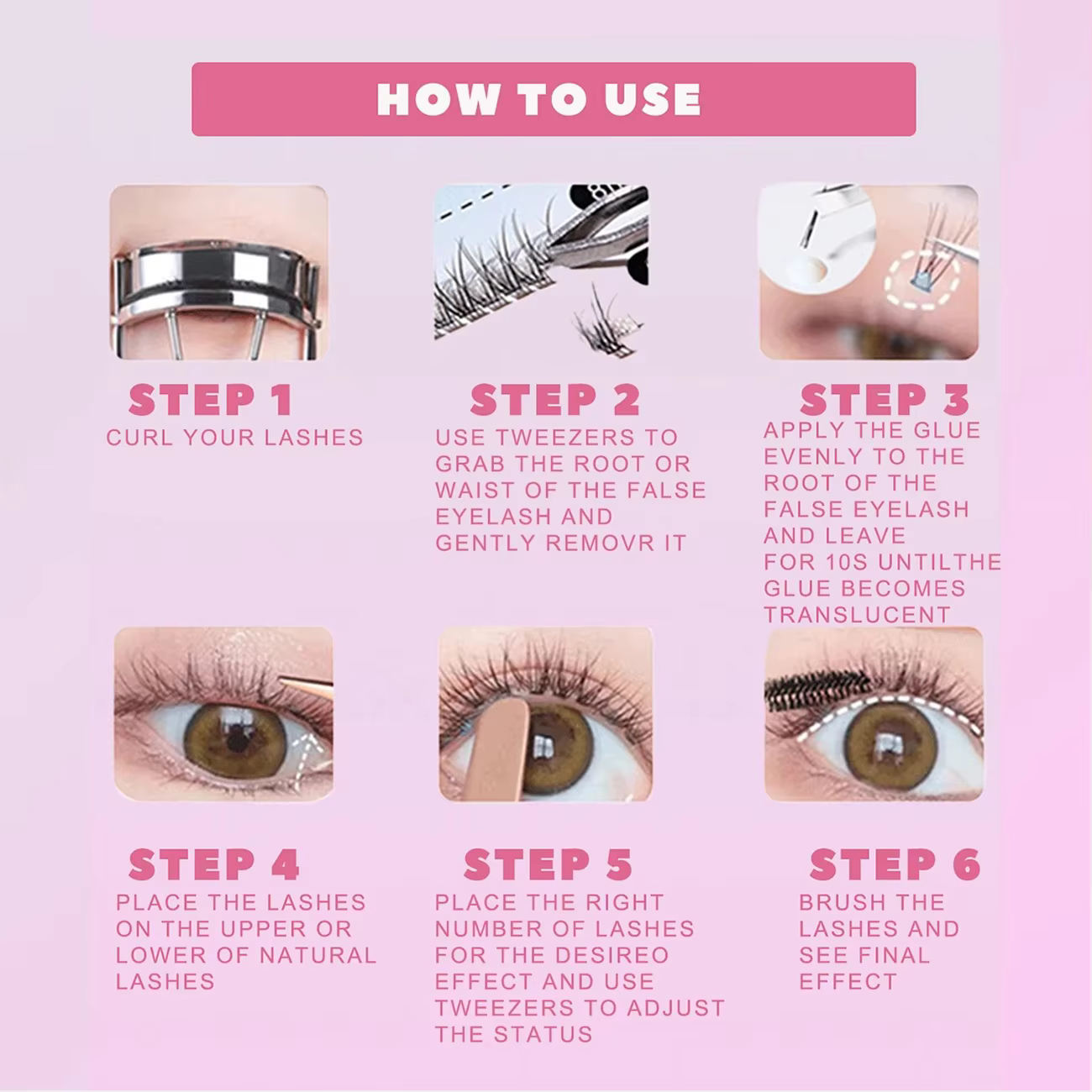 Extensions de cils en grappe individuelles professionnelles grande capacité 32 rangées, cils naturel