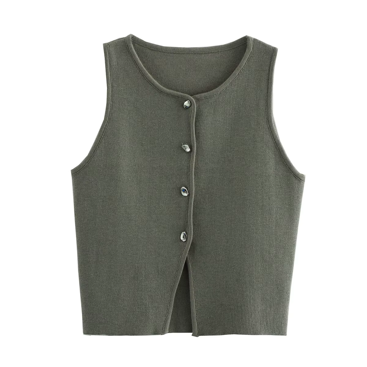 MUJER rose tricot sans manches gilet femmes recadrée pull gilet haut femmes jaune bouton gilets femm