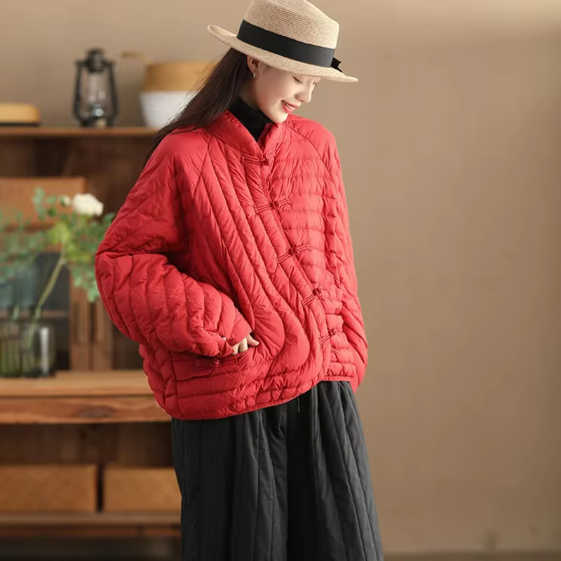 Veste en duvet de canard blanc ultraléger pour femme, manteau vintage, vêtements d'extérieur décontr