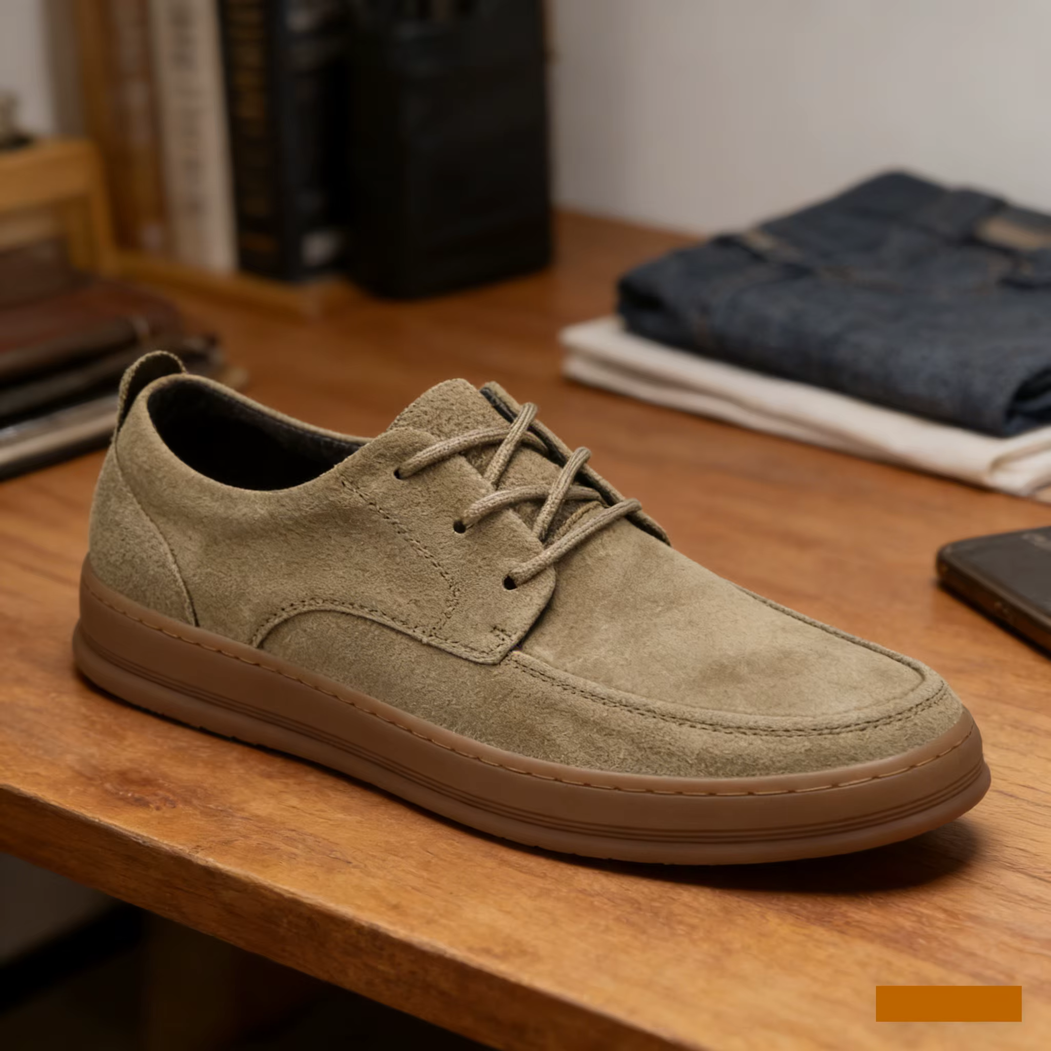 Chaussures décontractées en cuir suédé de haute qualité, baskets à lacets à talon bas, chaussures pl