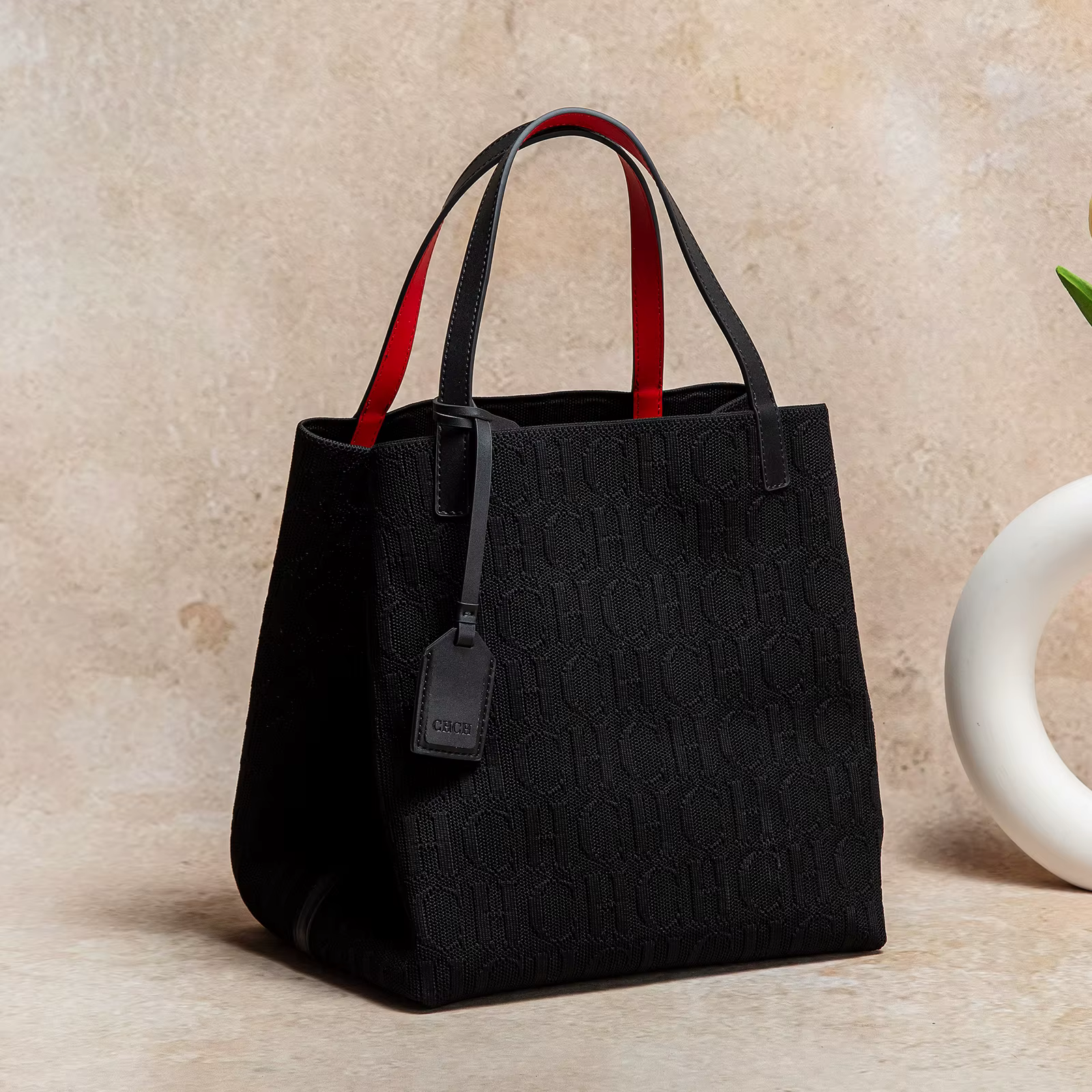 CHCH sac fourre-tout nouvelle grande capacité noir Simple tricoté sac à provisions 27*20*28 cm