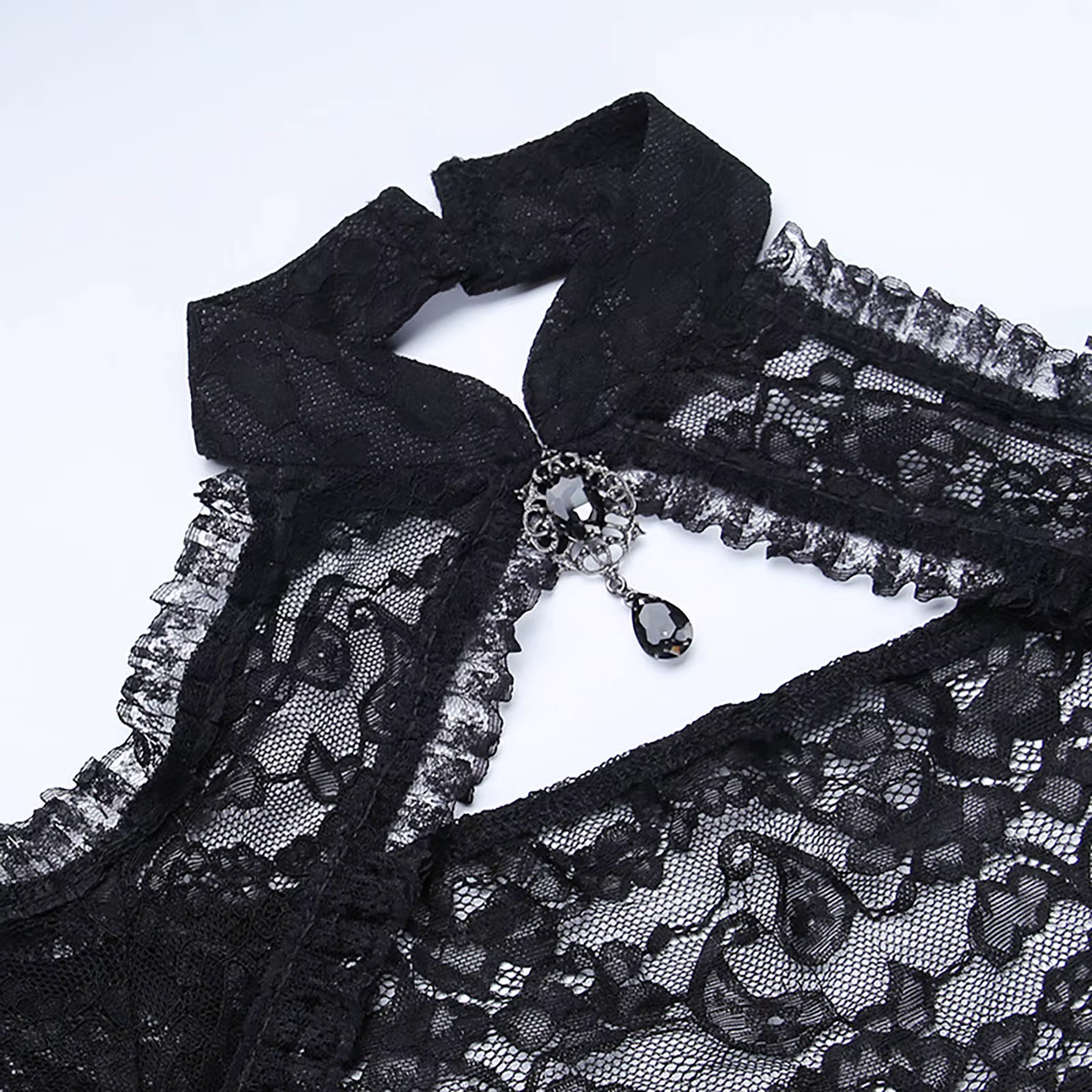Punk boléro haussement d'épaules Top Trad Goth châles noirs manches évasées couverture enveloppes po
