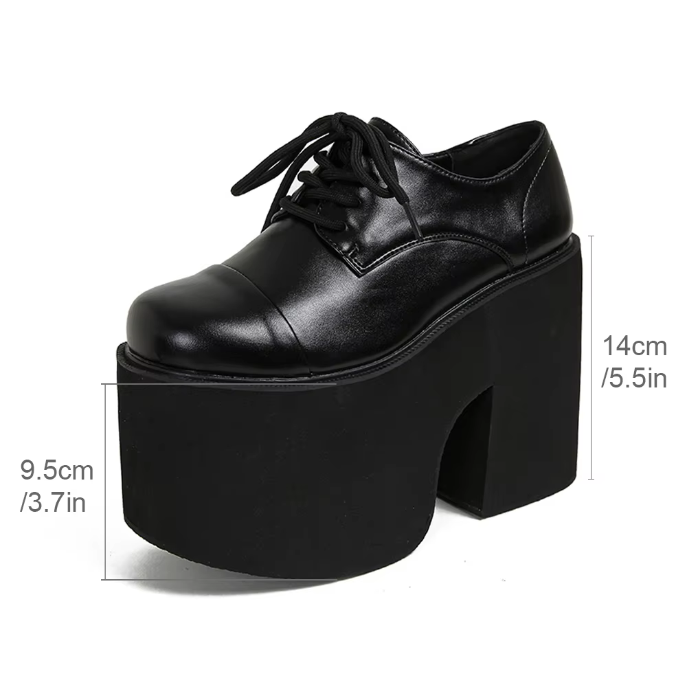 Gdgydh femmes escarpins à talons épais à lacets élégant Oxford plate-forme pompes pour femmes hauteu