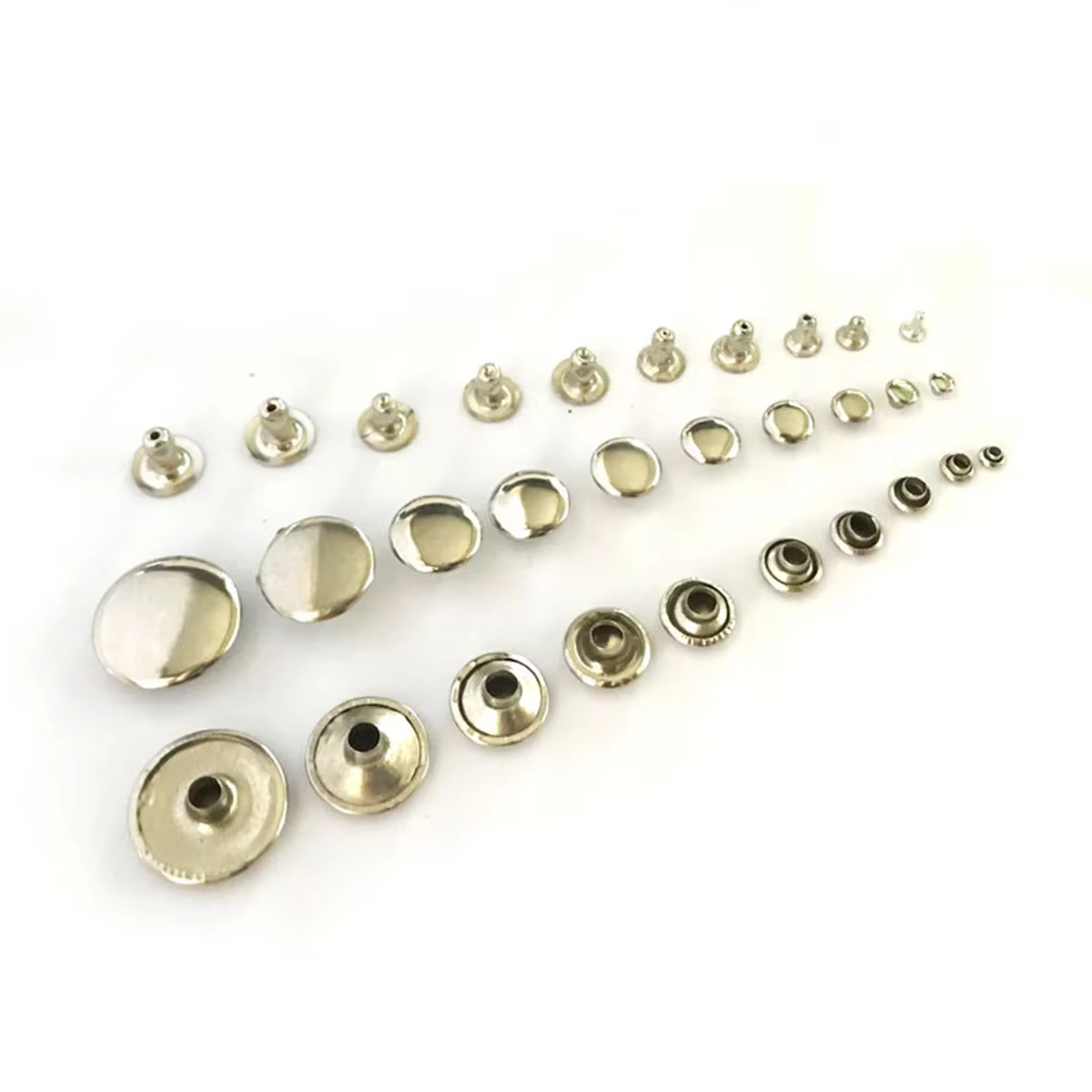 100 ensembles de Rivets à capuchon unique en métal de 3mm ~ 10mm, goujons ronds pour bricolage, sac