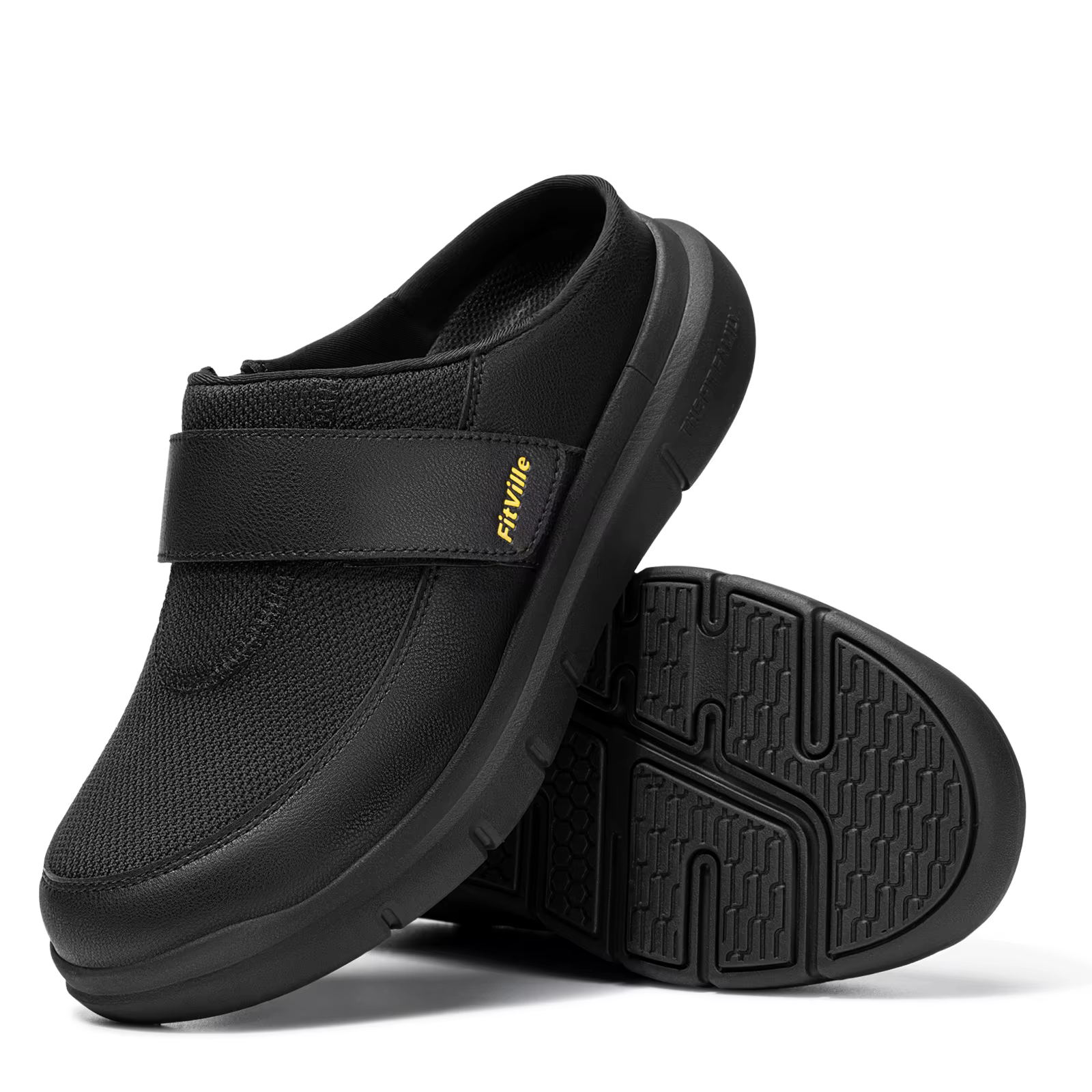 FitVille – pantoufles larges pour hommes, mules à enfiler, sabots pour pieds enflés, sangle réglable