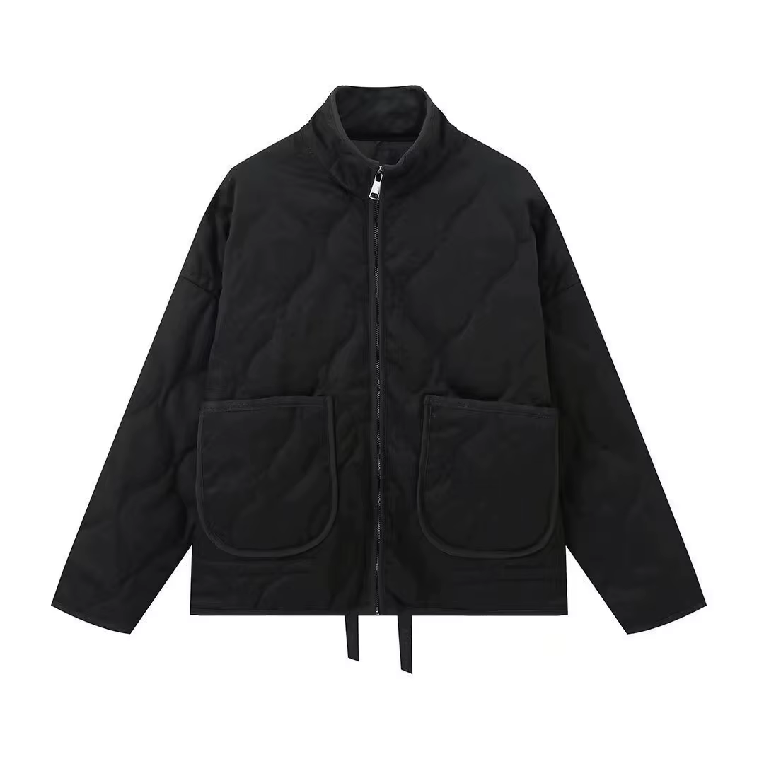 Nouvelle veste en coton pour femme 2025, style ample vintage, col montant, fermeture éclair, grandes