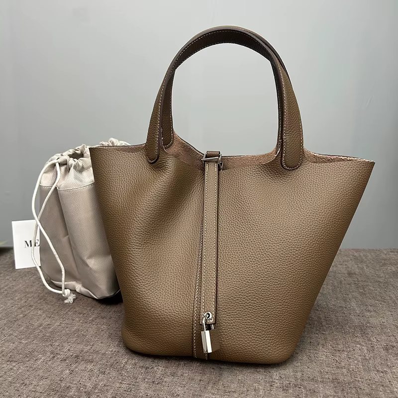 Sac seau pour femmes, fourre-tout de bonne qualité, sac à main de styliste de luxe en cuir véritable