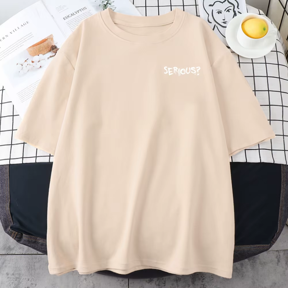 Paroles créatives sérieux imprimé femme T-Shirts simple s-xxxl T-Shirts rétro respirant à manches co