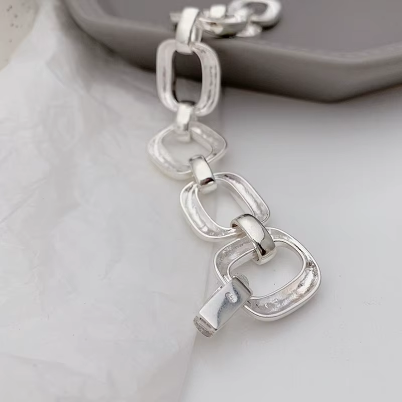 Bracelets en argent Sterling 925 pour femmes, tendance Hip Hop, Vintage, chaîne épaisse, Design géom