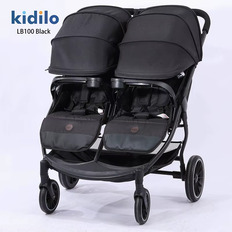 Nouvelle poussette double tout-en-un 2025, convertible assise ou allongée, légère et pliable, avec c
