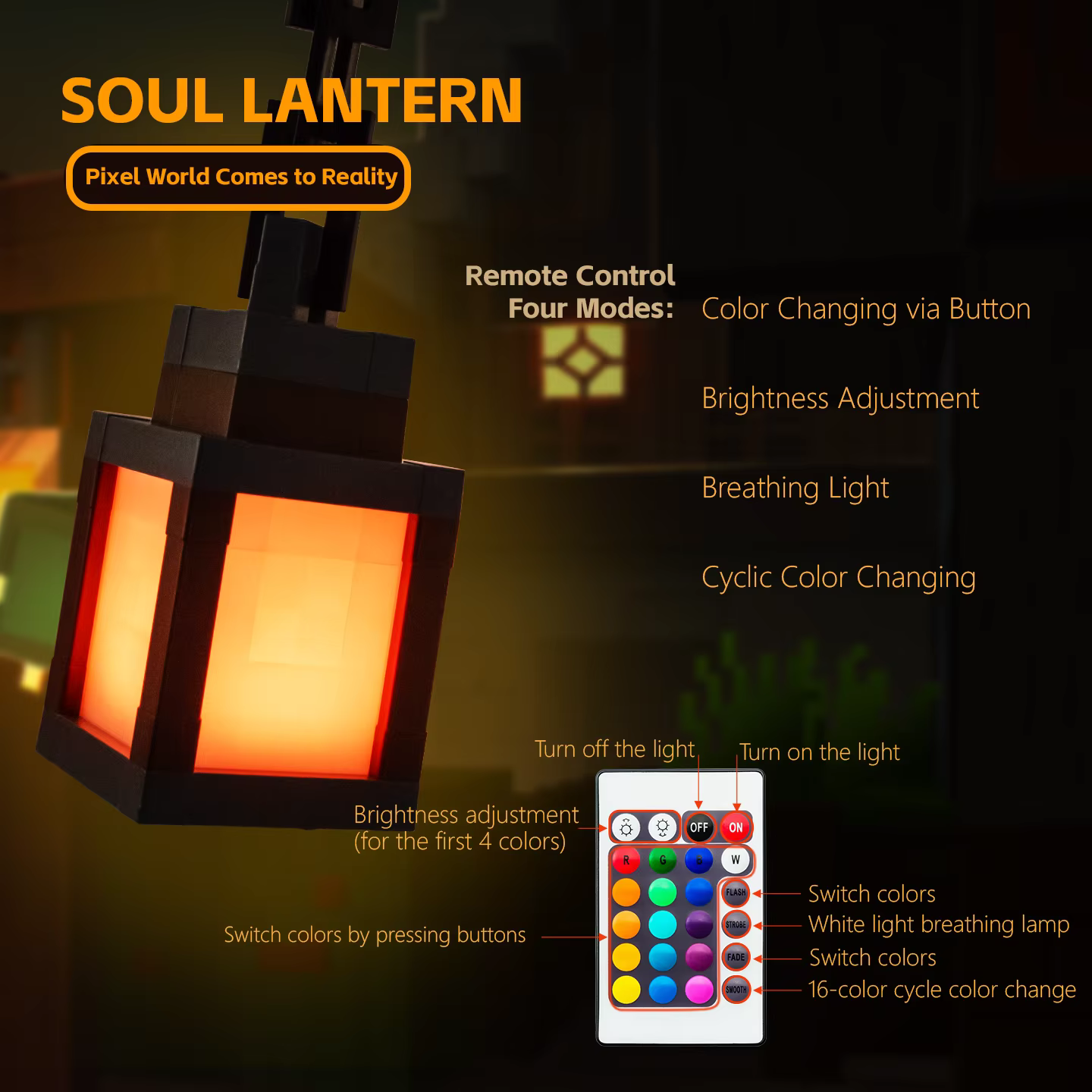 Lanterne Portable Style Pixel, ornement de table, 16 couleurs, décoration intérieure, lumière d'ambi