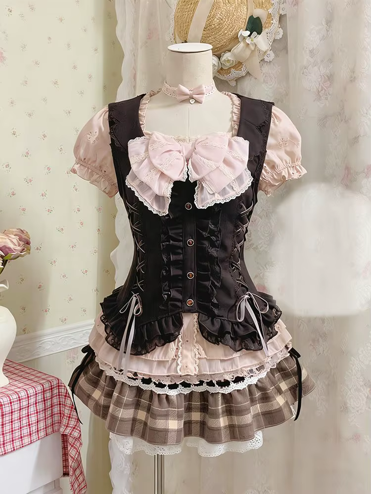 Nouvelles robes japonaises douces, ensemble 3 pièces, style Y2k, crop top kawaii sexy, Harajuku, sli