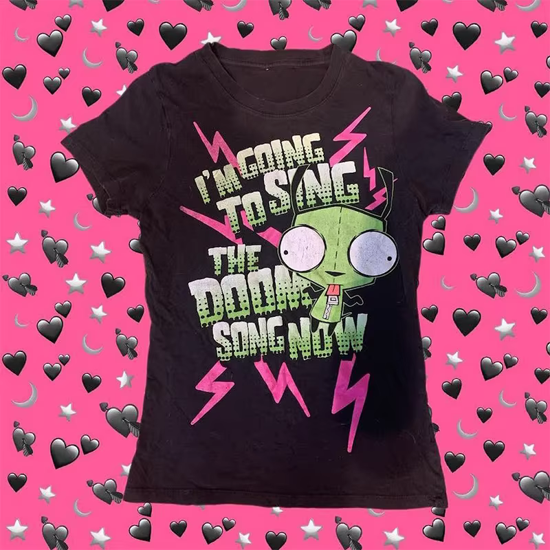 Esthétique Emo y2k hauts été bébé t-shirts hauts Streetwear gothique Harajuku graphique Cool fille T