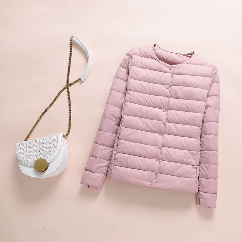 Doudoune ultralégère sans col pour femme, manteau coréen en duvet de canard, Parkas rembourré portab