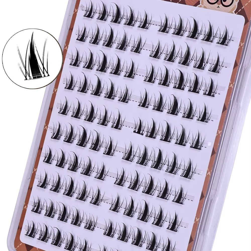 Cils en grappe auto-adhésifs DIY, 10 rangées/boîte, cils sectionnels de Style Manga sans colle, aspe