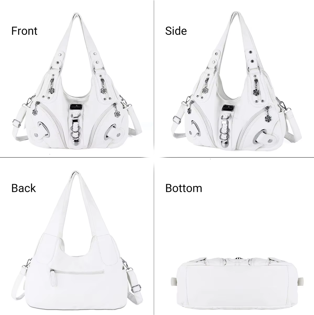 Sac à main vintage noir grande taille Angel Kiss pour femme, sac à bandoulière tendance, sacoche à p