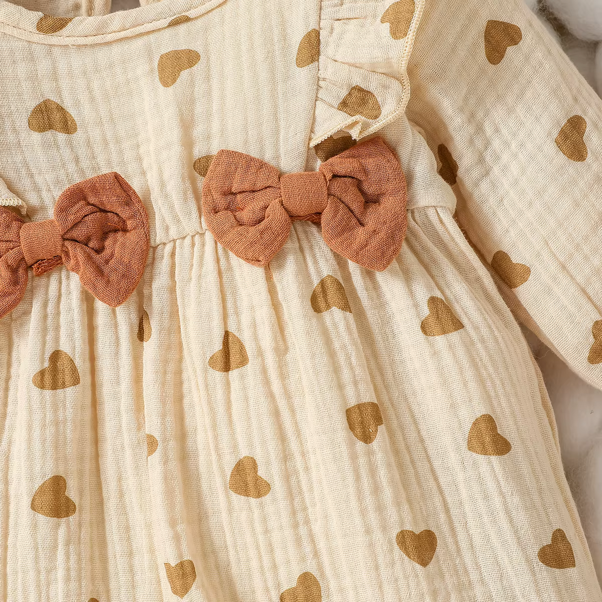 Combinaison à manches longues avec nœud papillon pour bébé fille, combinaison décontractée, amour im