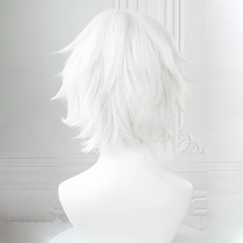Perruques de Cosplay Anime Kaneki Ken, perruques courtes blanches moelleuses, Patch pour les yeux, c