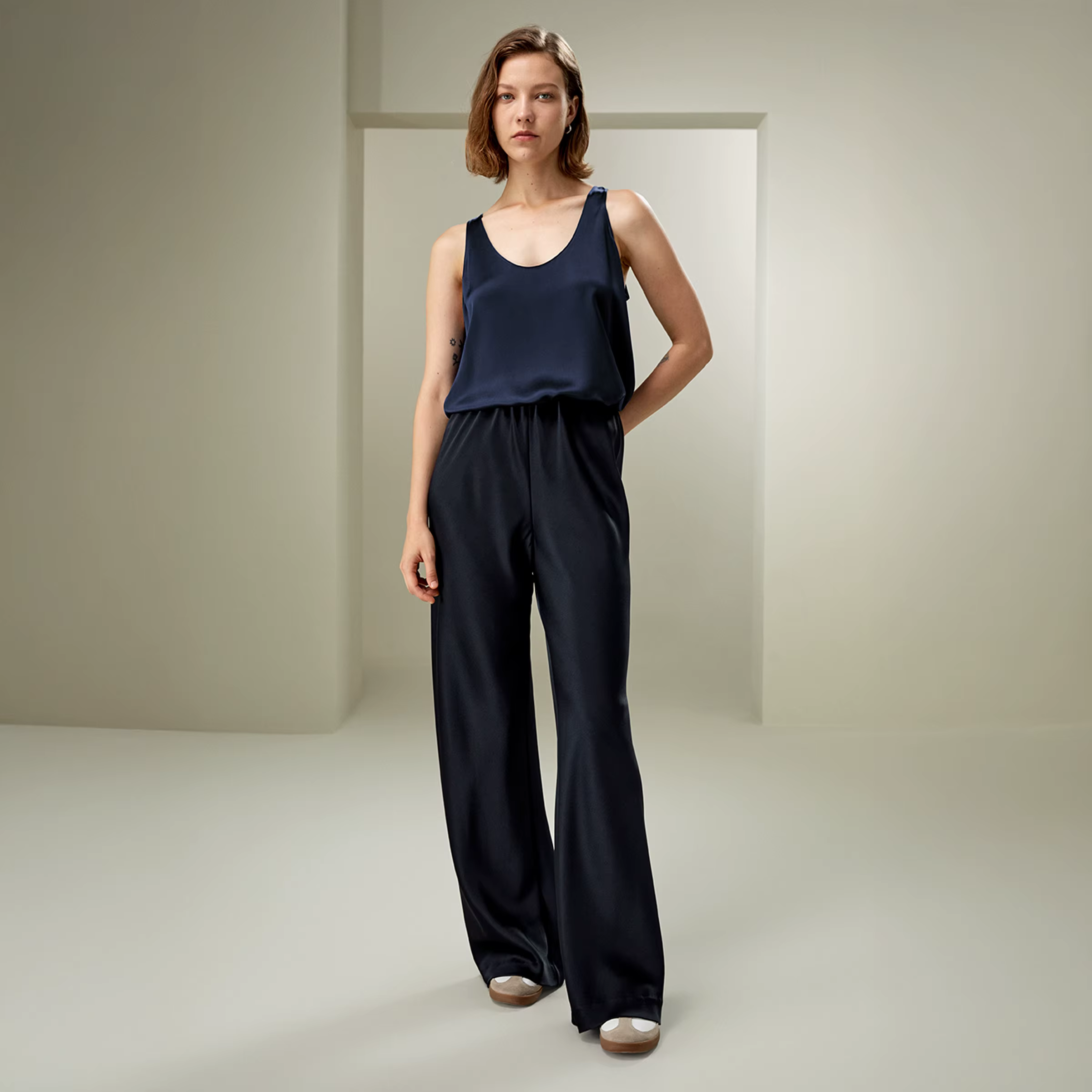 LILYSILK Pantalon en soie coupe biais pour femme - Style minimaliste - Coupe décontractée pour plusi