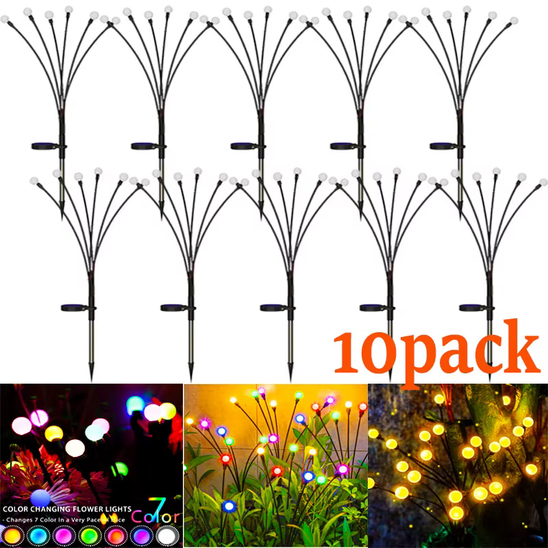 Paquet de 10 lampes de jardin solaires extérieures nouveau Design de feuille amélioré lumières solai