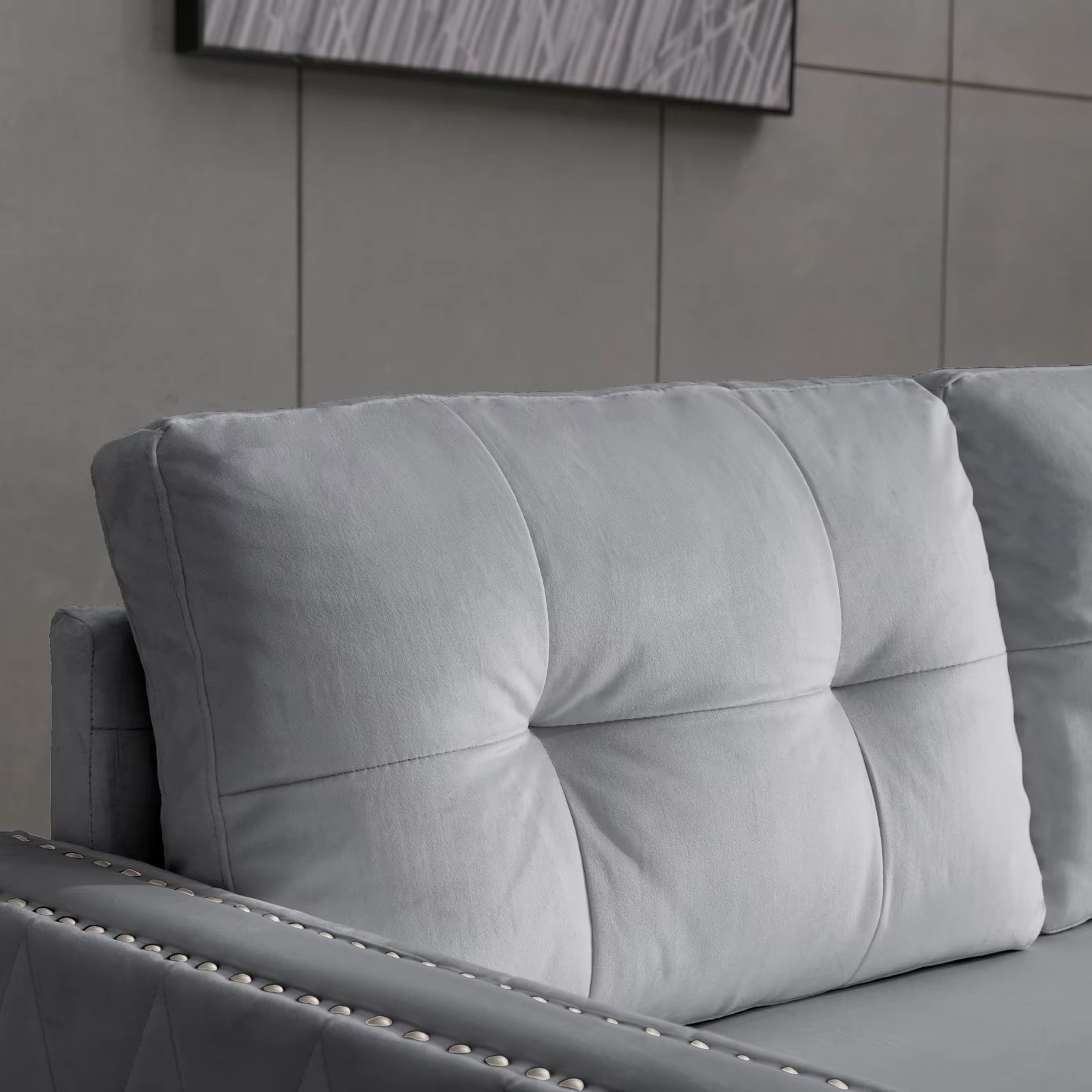HORGgland-Canapé convertible en forme de L avec chaise de rangement, canapé-lit en velours, canapé-l