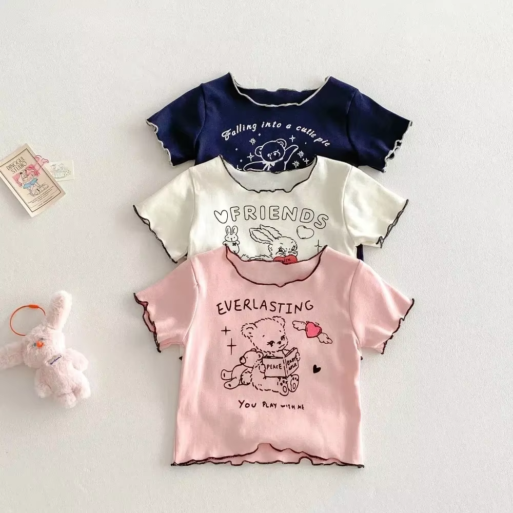 Vêtements décontractés pour bébés de 18 à 5 ans, T-shirt à manches courtes imprimé Animal de dessin 