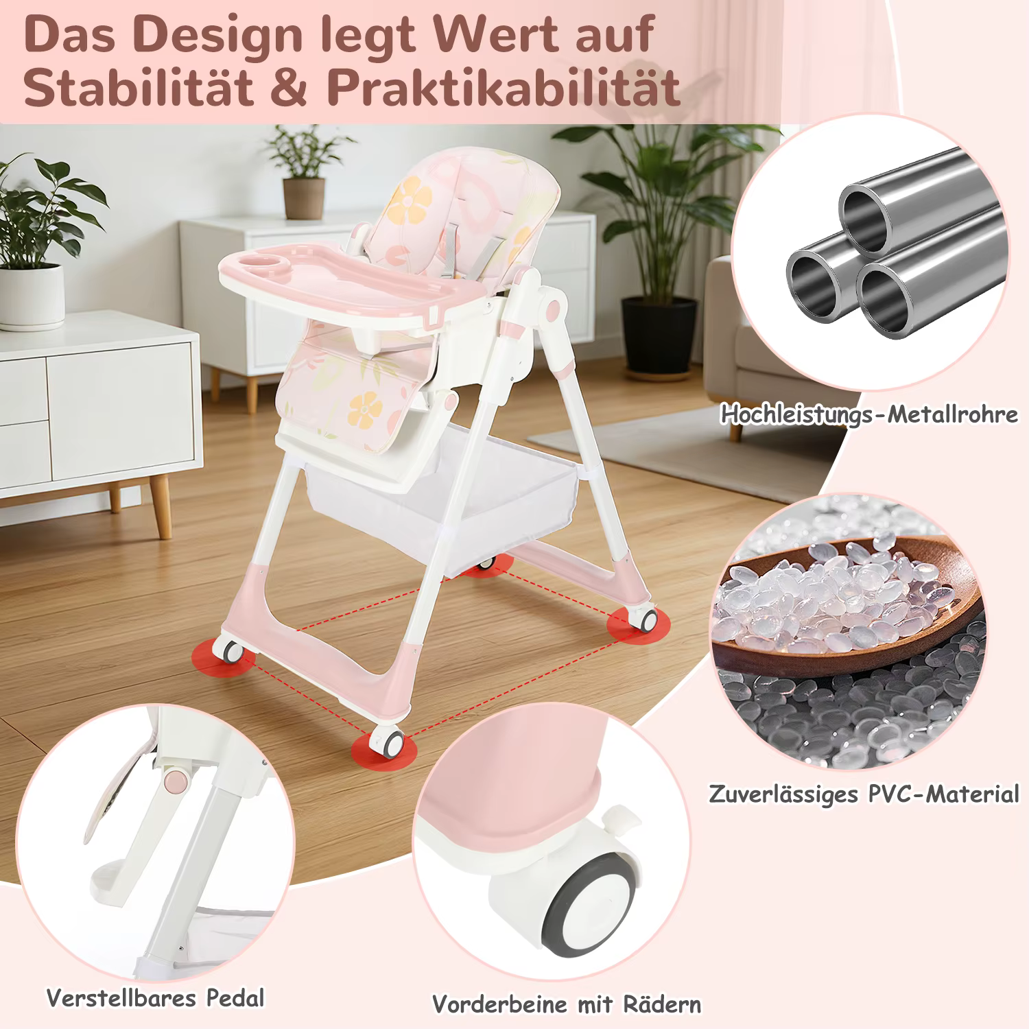 Chaise haute pliante pour bébé, chaise haute inclinable et inclinable, chaise haute réglable en haut