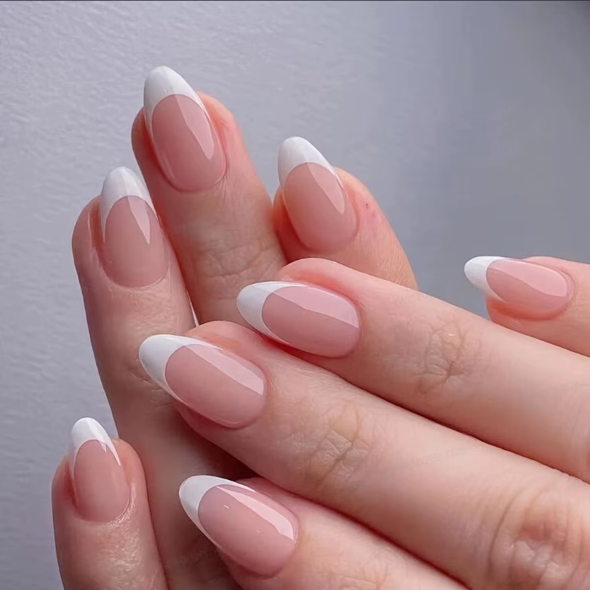 120/240/360 pièces boîte brillant doux Gel rose français ongles conseils moyen amande blanc Simple p