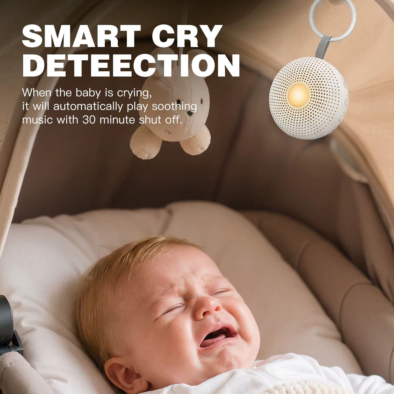 Machine à bruit blanc portable pour bébé avec veilleuse, sons apaisants, minuteur, rechargeable, aid