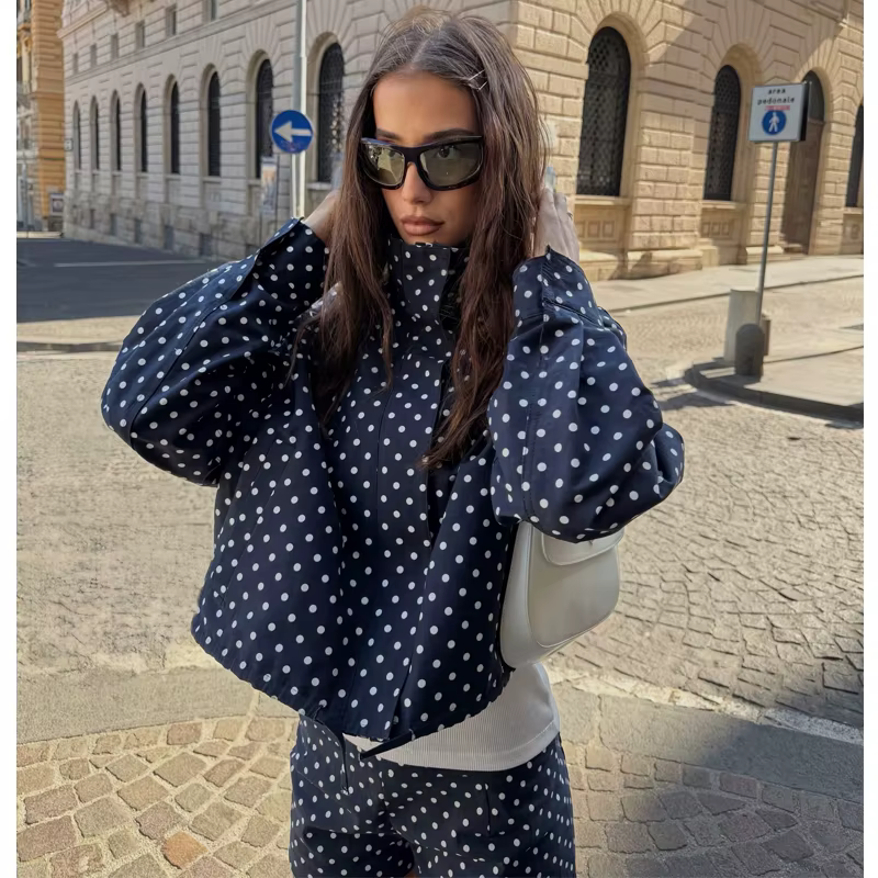 MUJER à pois Bomber vestes pour femmes surdimensionné Demi-saison veste pour femmes mode hiver mante