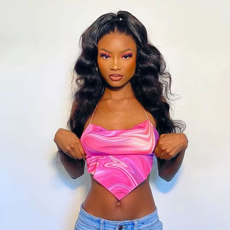 Corset dos nu Y2K Bandana Print pour femme, dos nu, licou, fibre courte, esthétique, été, Y-Harajuku