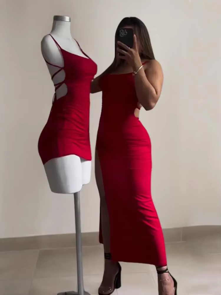 Robe d'été explosive à bretelles licou, haute sensibilité, sac Spice Girl, robe de hanche, nouvelle 