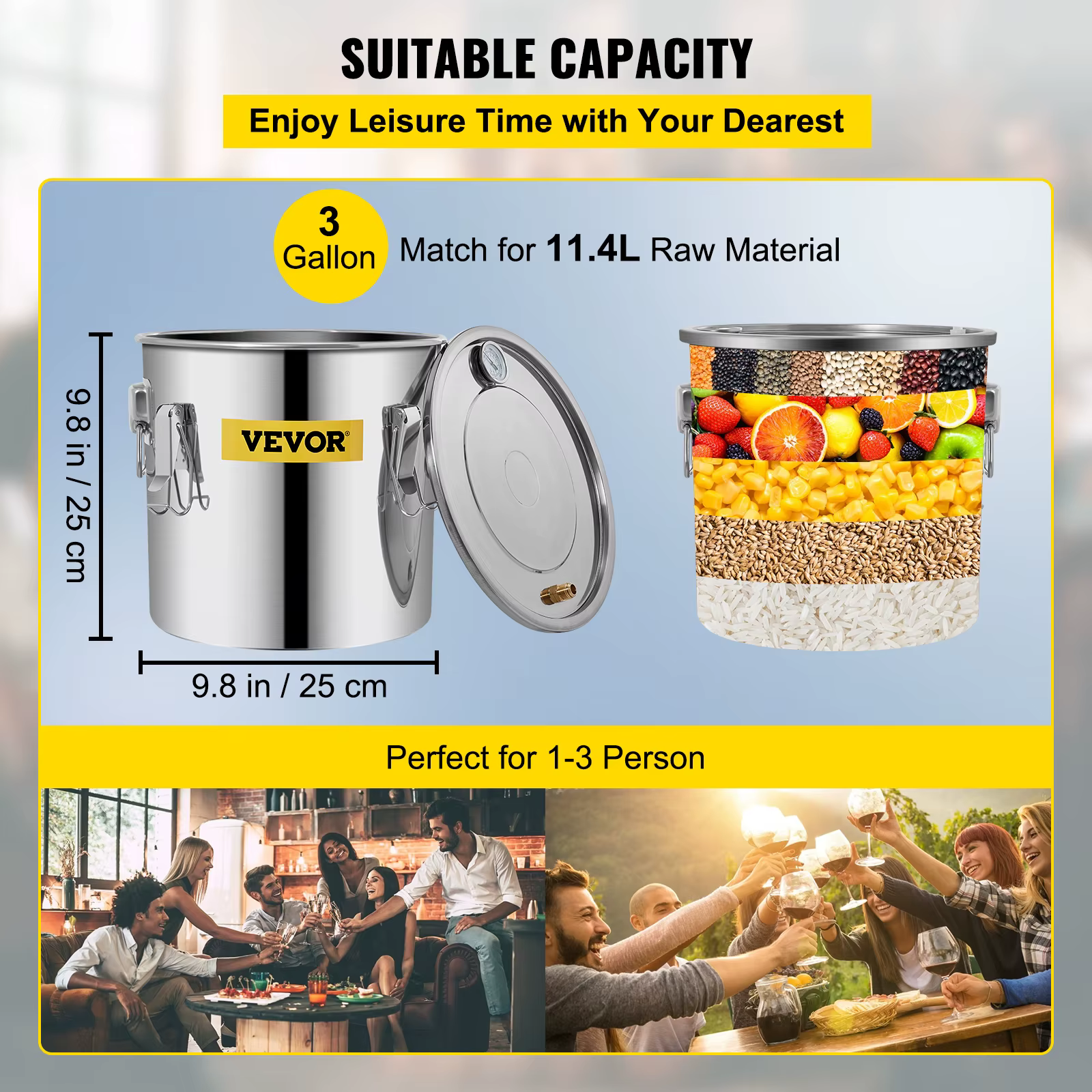 SucceBuy 12L 20L 30L 50L distillateur de brassage d'alcool bricolage appareil Moonshine acier inoxyd