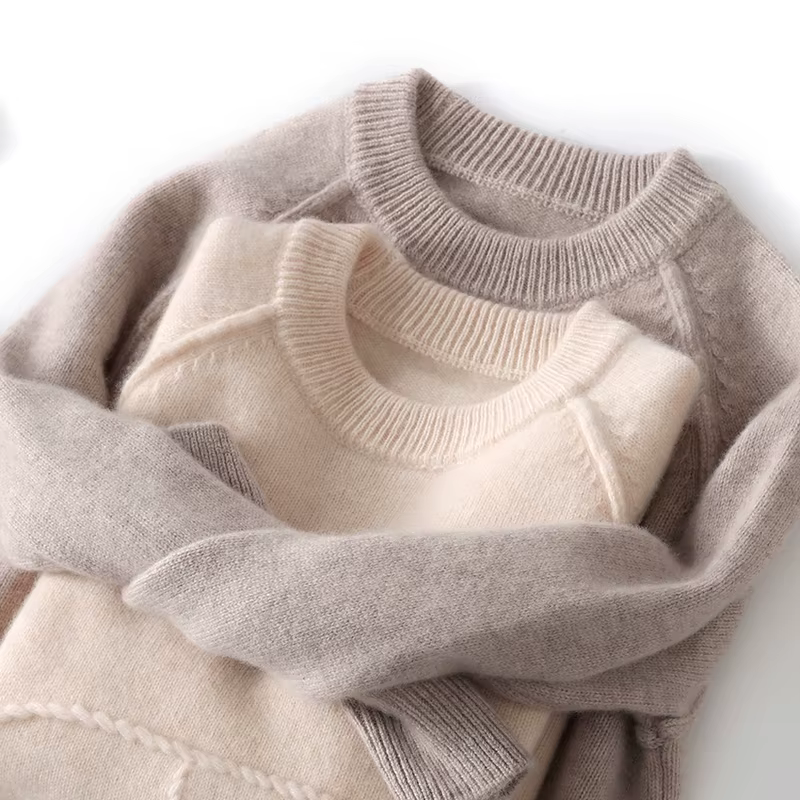 Pull en laine Pure pour enfants pull à col rond basique automne hiver épais garçons filles 100% lain