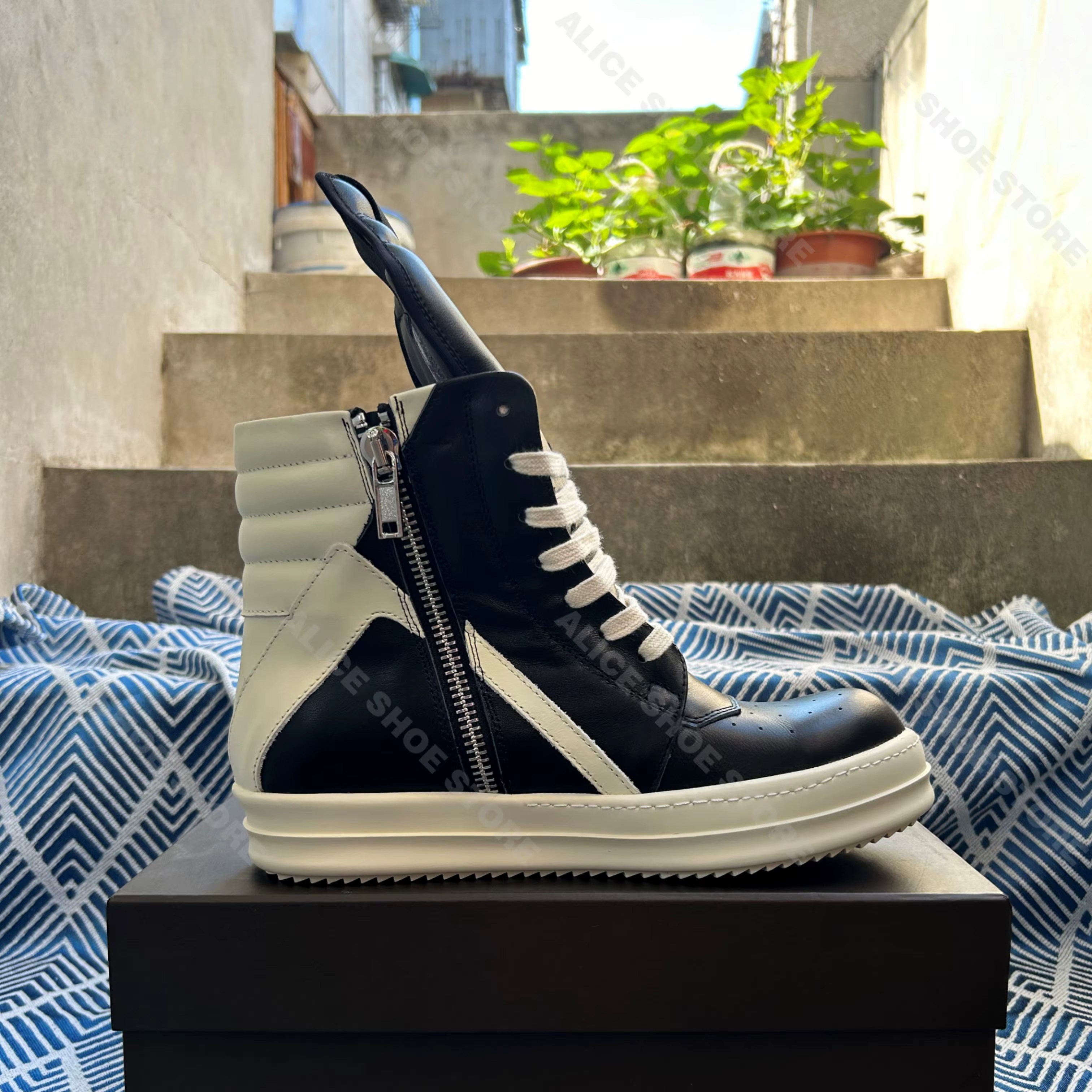 Nouveau Punk femmes bottine hommes Sneaker plate-forme de créateur à lacets et fermeture éclair chau