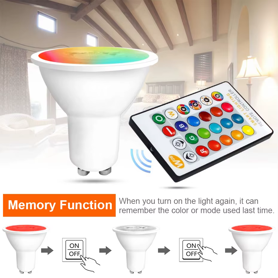 Ampoule LED GU10 8W, projecteur à intensité variable, rvb, 16 couleurs, décoration de la maison, AC 