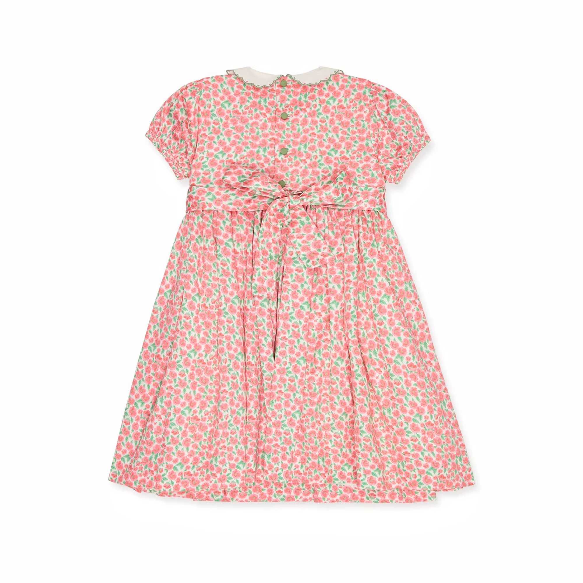 Robe d'été pour fille, style vintage, rouge, à fleurs, brodée, smockée, manches courtes, vêtements d