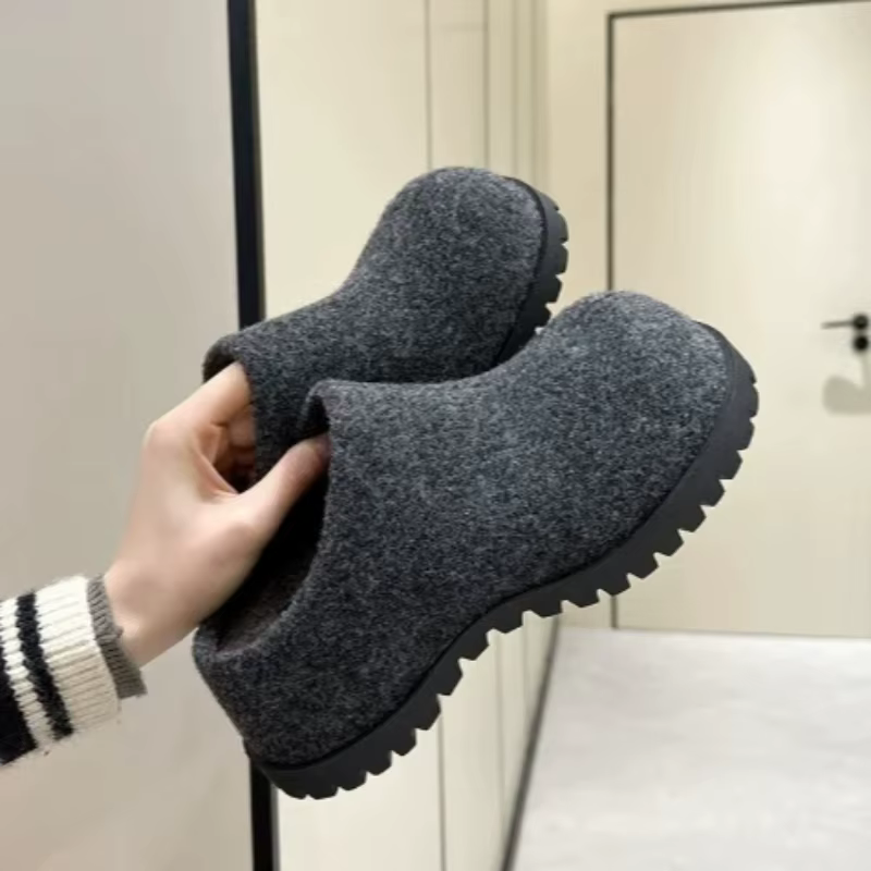 Pantoufles à plateforme pour femmes, design automne-hiver, confortables, à bout rond, mocassins, des