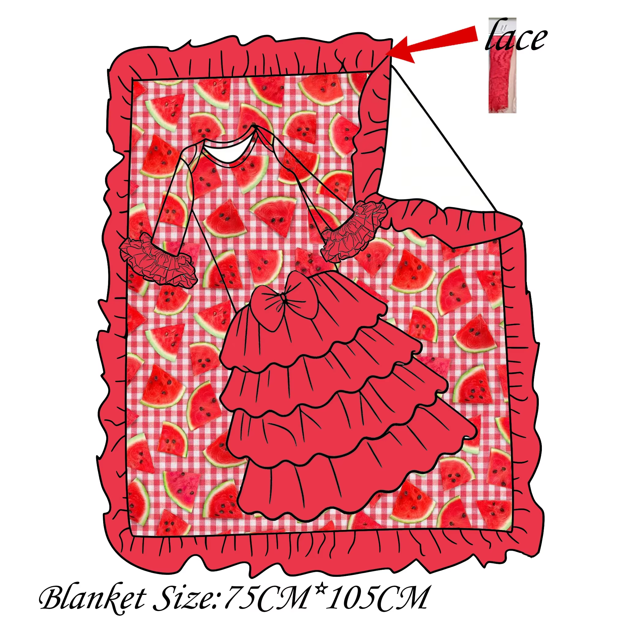 Ensemble Robe Bébé en Dentelle et Couverture Assortie, Rose Doux, Volants Floraux, Motif Fraise, Per
