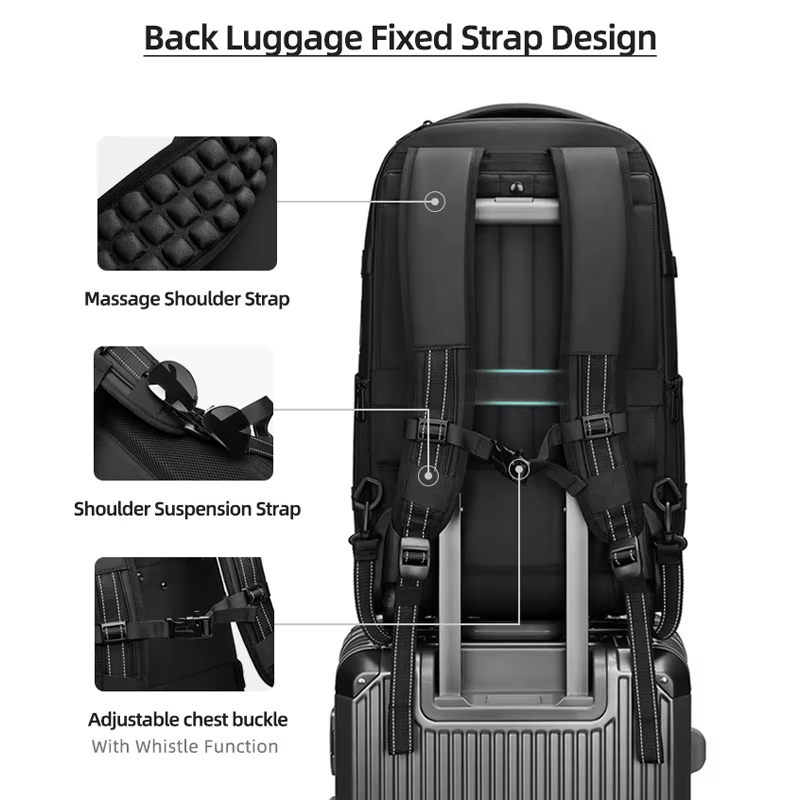 Sac à dos à roulettes avec roulettes, sac à dos à roulettes de grande capacité, bagages sous vide, v