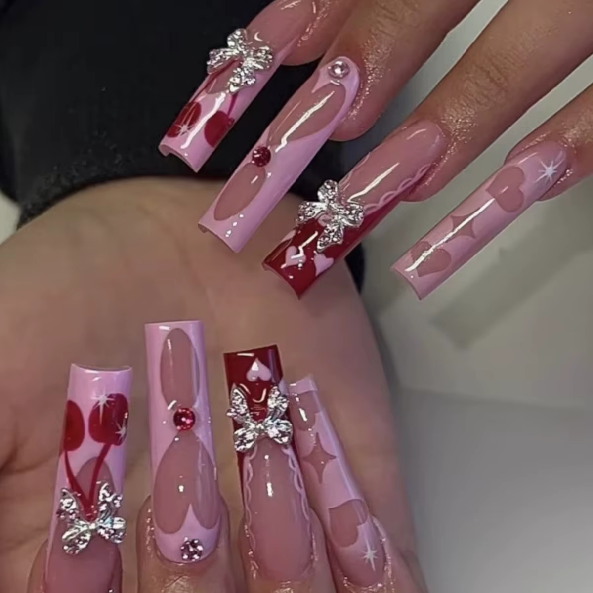 24 pièces longue tête carrée couverture complète ongles conseils blanc français faux ongles 3D ceris