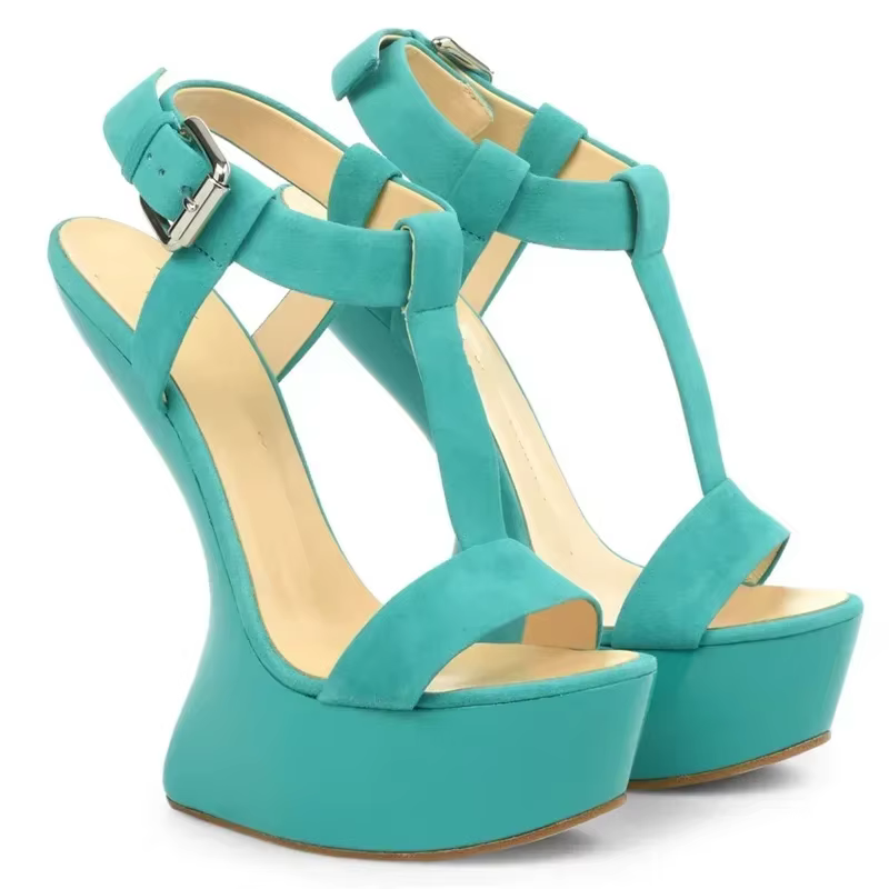 Sandales à plateforme style patchwork, sexy, à bout pointu, acceptant les tailles personnalisées 35-