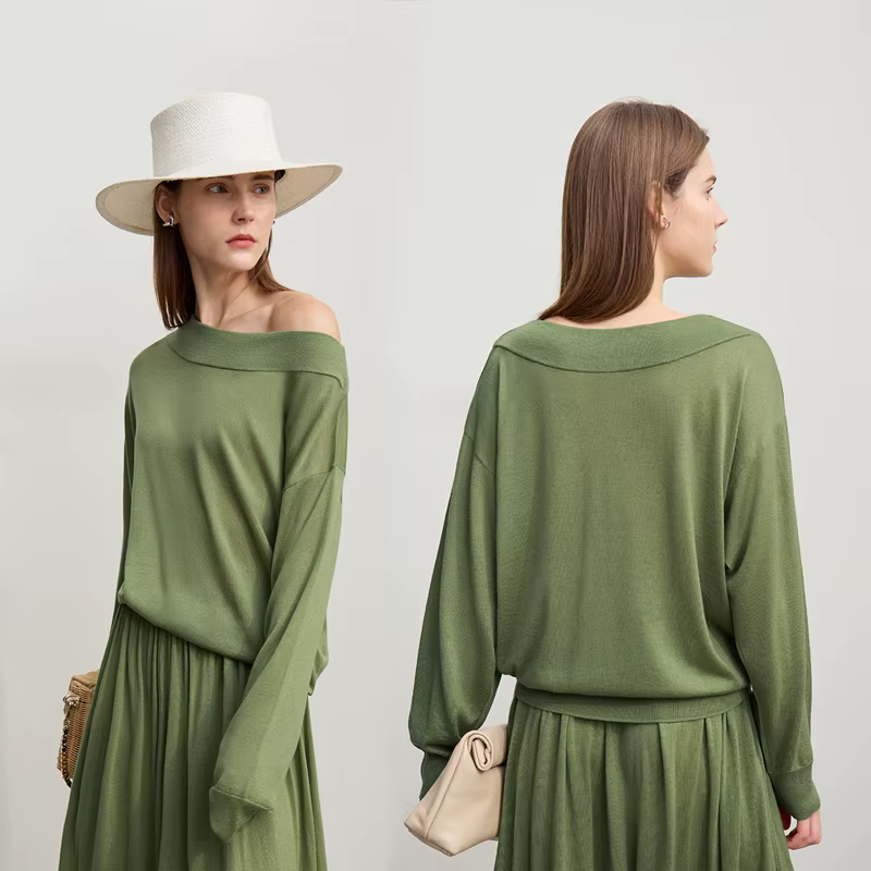 Jupe longue Amii 2026 Nouvelle collection Printemps – Jupe longue trapèze en laine tricotée minimali