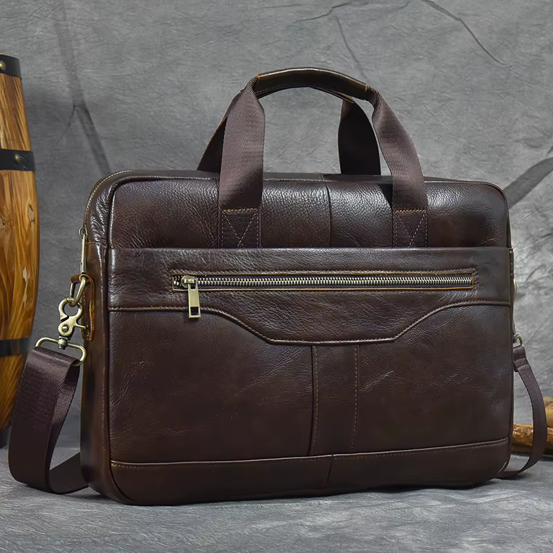 Sac pour ordinateur portable en cuir véritable pour homme, sac d'affaires, étuis à bombes pour homme