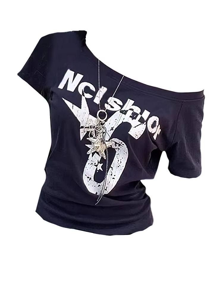 Y2k Sport été épaules dénudées haut femmes Sexy Vintage années 2000 à manches courtes t-shirt dame c