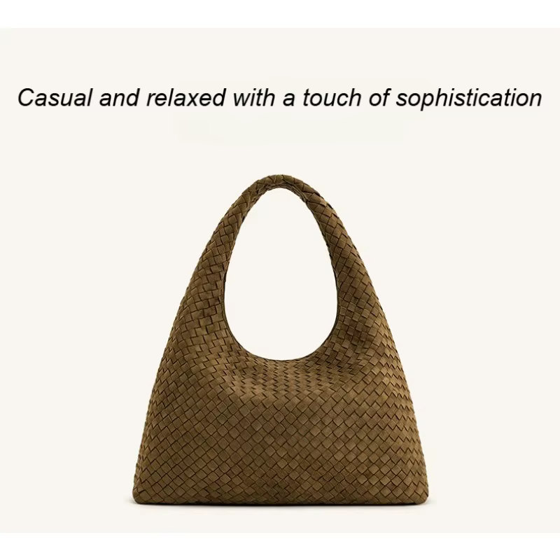 Sac à main femme grand format en similicuir tressé rétro Laura 2026 JWPEI, sac bandoulière croissant