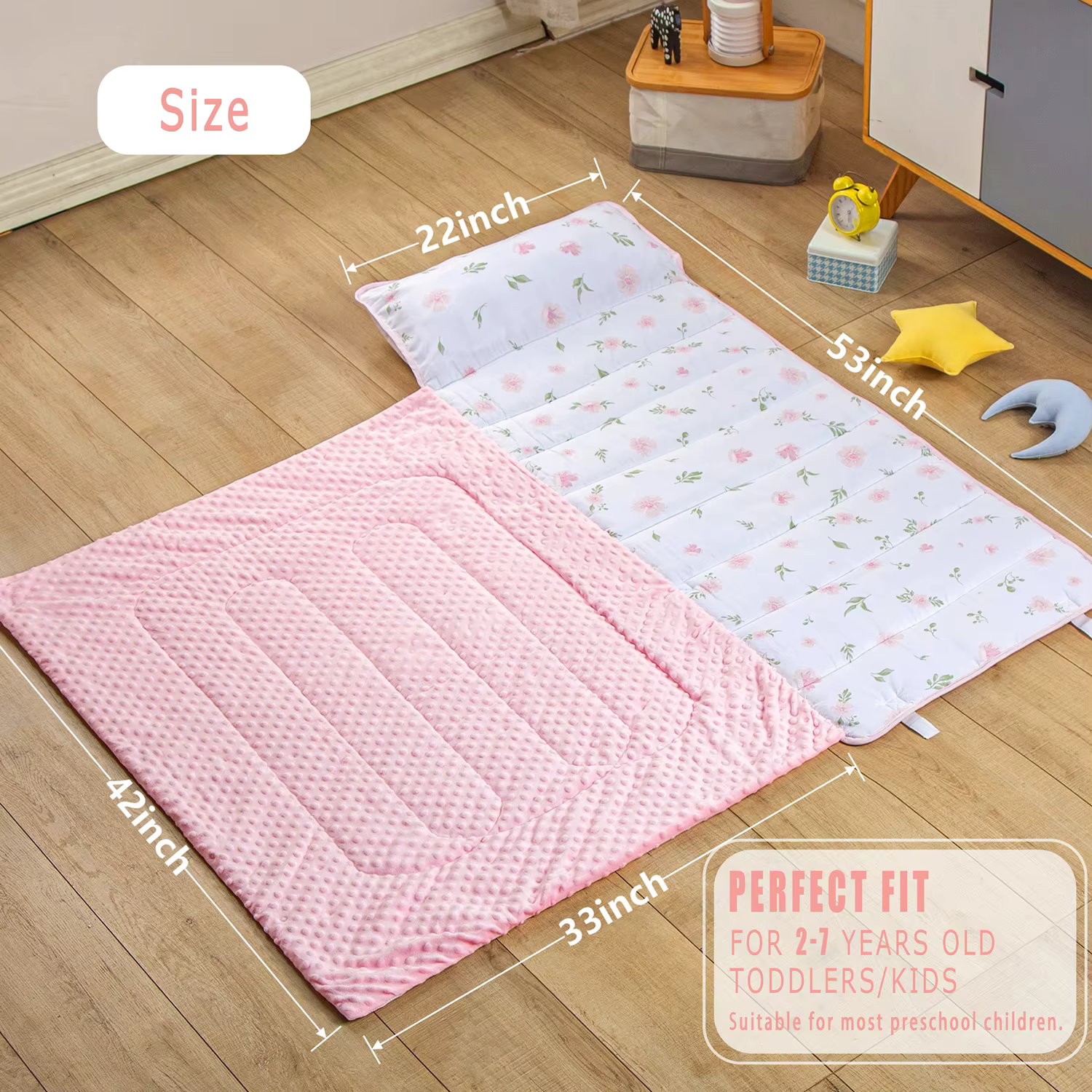 Tapis de couchage en polymères personnalisés pour la sieste des tout-petits avec oreiller, literie C