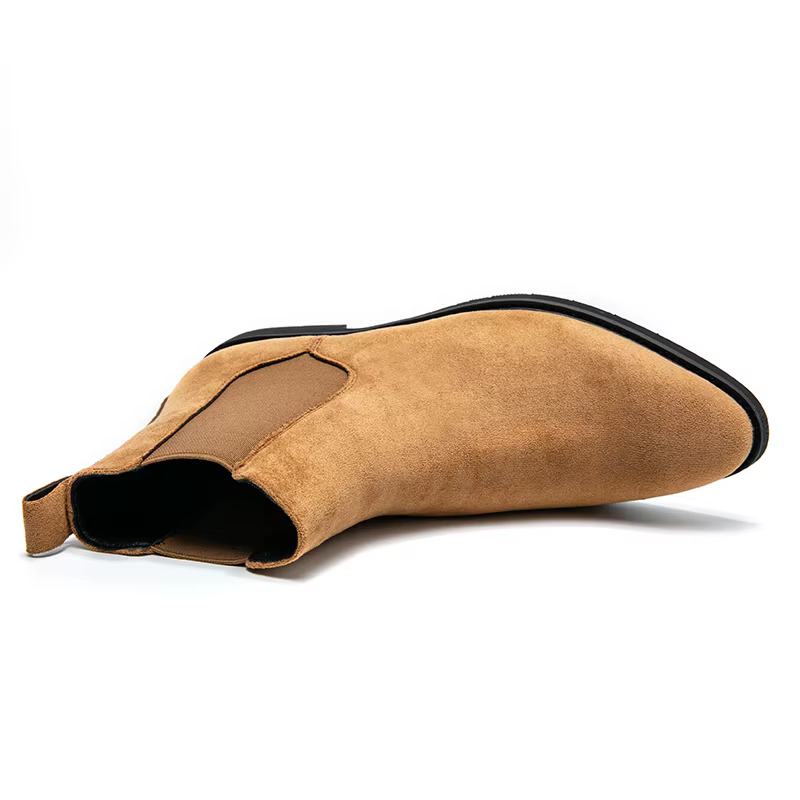 Bottines Chelsea en daim et cuir pour hommes, chaussures à bout pointu, tendance, noir, marron, Beig